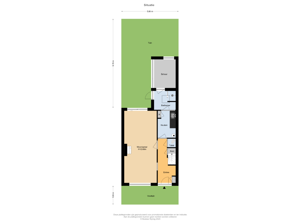 Bekijk plattegrond van Situatie van Lombokstraat 14