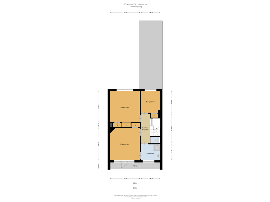 Bekijk plattegrond van 1e verdieping van Elzenlaan 56