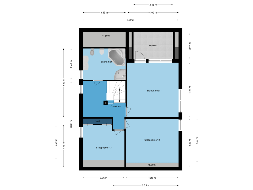 Bekijk plattegrond van Eerste verdieping van Het Hofveld 12