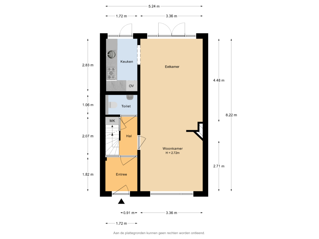 Bekijk plattegrond van Begane grond van Pieter de Hooghstraat 57