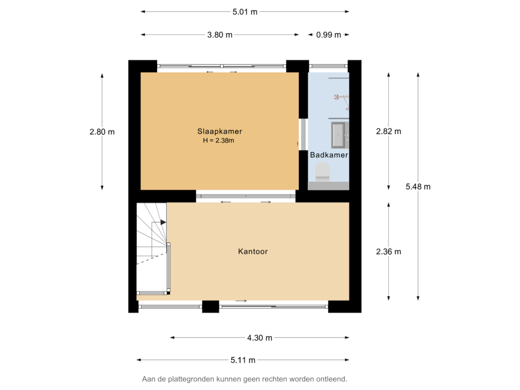 Bekijk plattegrond van 2e verdieping van Pieter de Hooghstraat 57