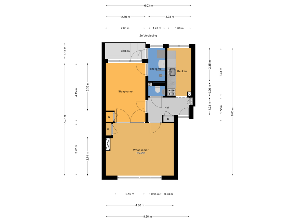 Bekijk plattegrond van 2e Verdieping van Coevordenstraat 166