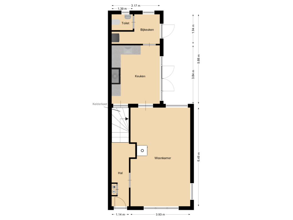 Bekijk plattegrond van Begane grond van Dorpsplein 4