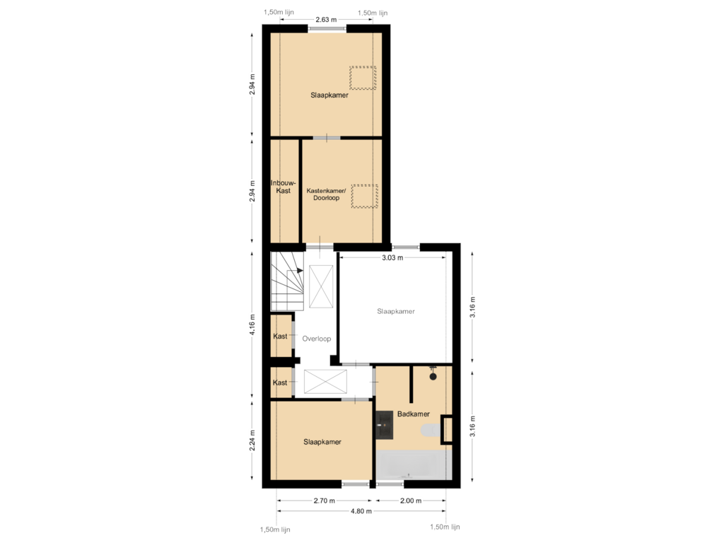 Bekijk plattegrond van Etage van Dorpsplein 4