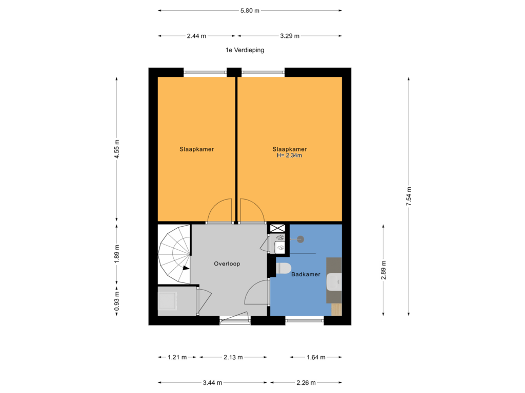 View floorplan of 1e Verdieping of Bezaansmast 7