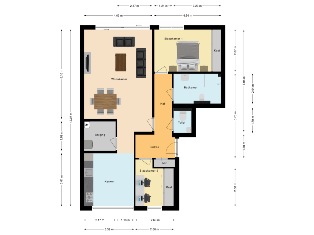 View floorplan of Appartement of Bongerd 2-G