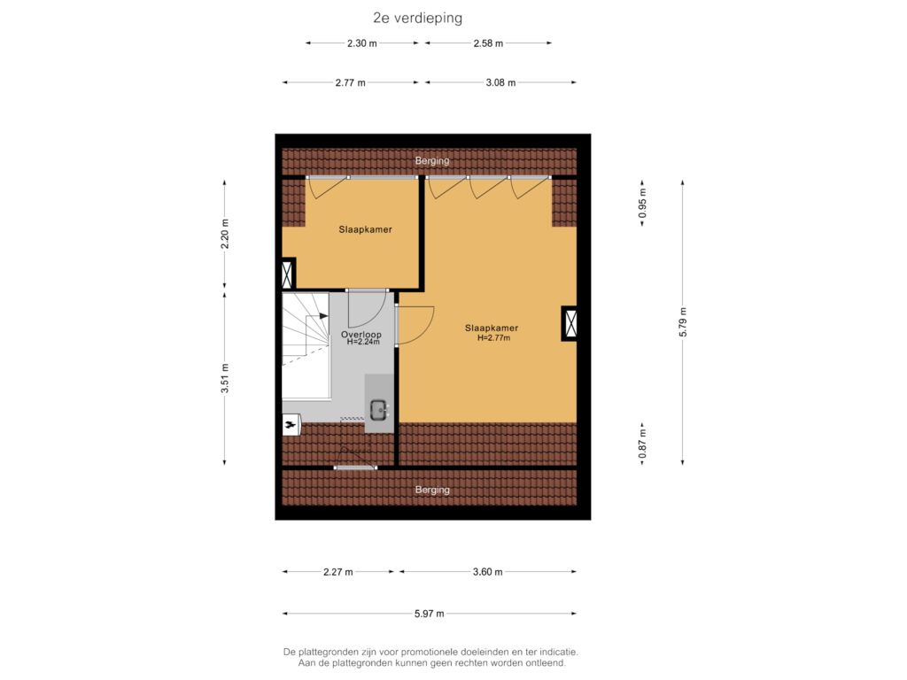 View floorplan of 2e verdieping of Vlietstraat 4