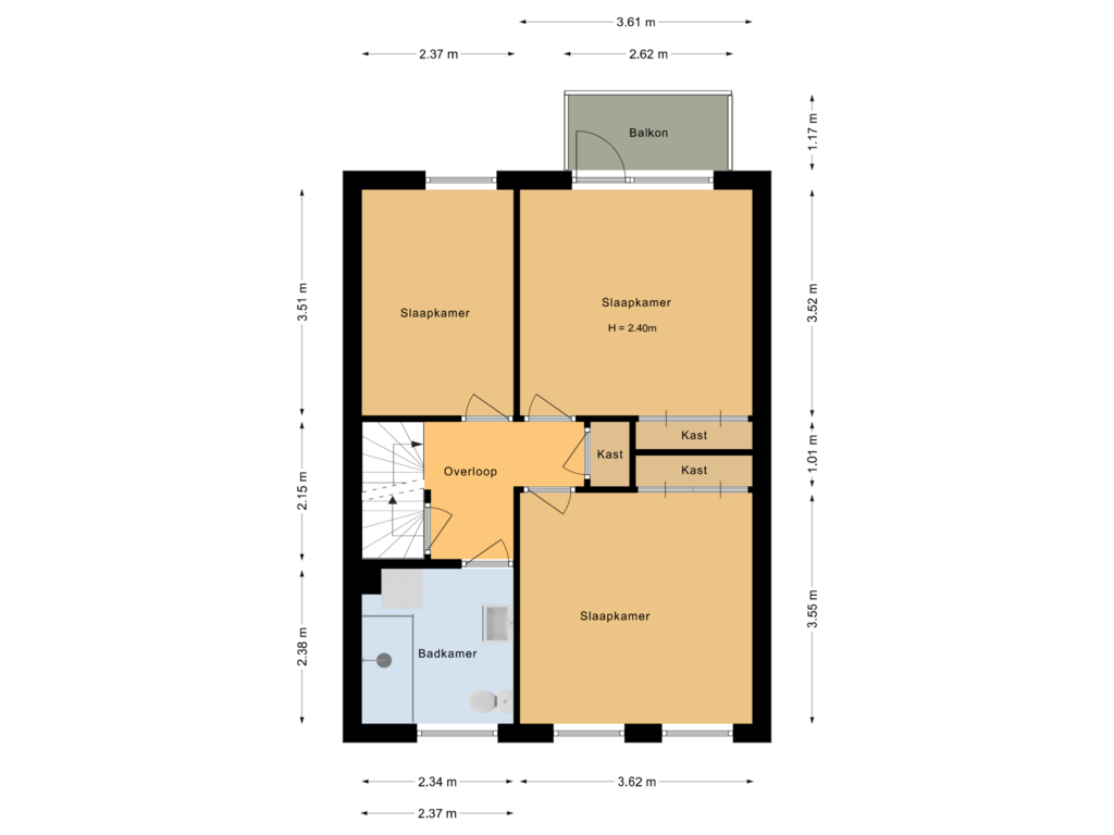 Bekijk plattegrond van Eerste verdieping van Schumanlaan 14