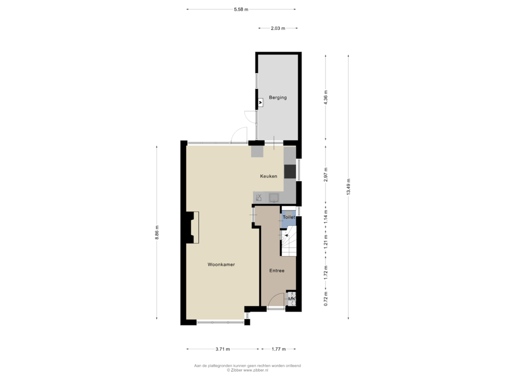 View floorplan of Begane Grond of Tjerk Hiddesstraat 19