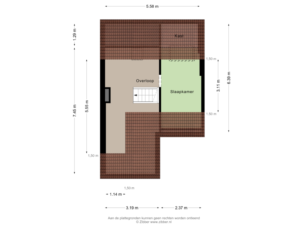 View floorplan of Tweede verdieping of Tjerk Hiddesstraat 19