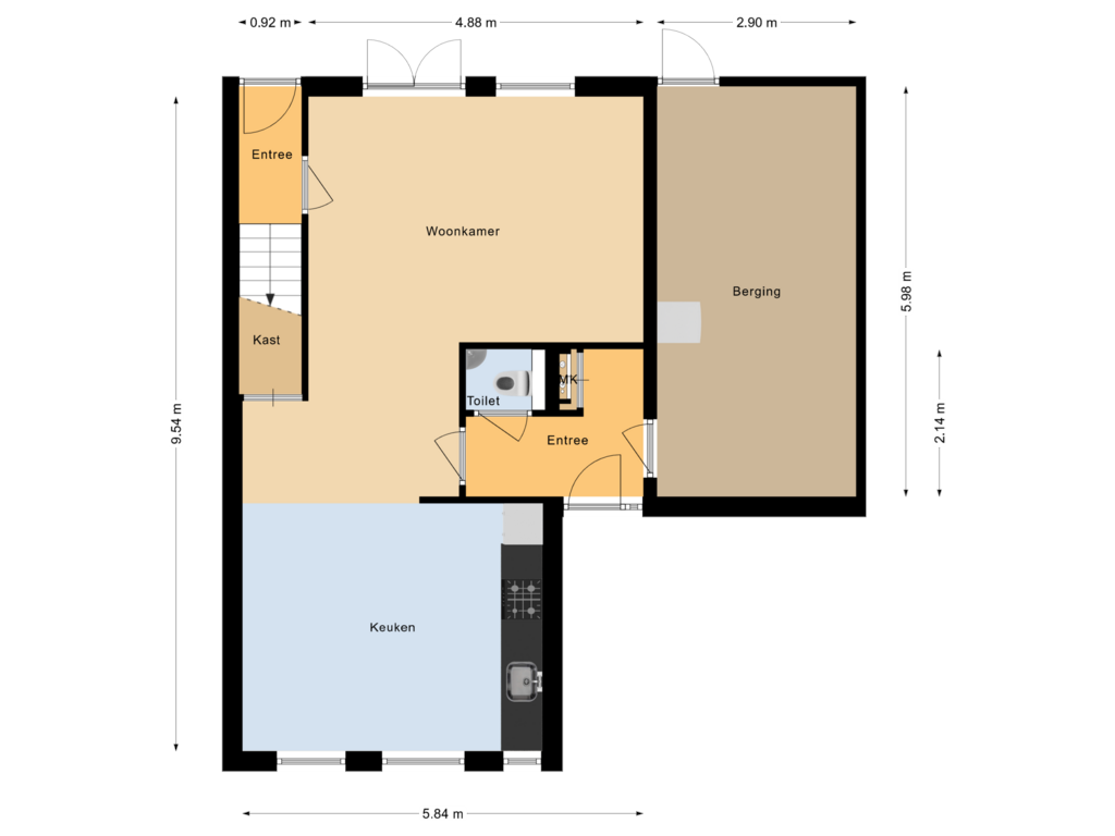 Bekijk plattegrond van Begane grond van Veldkers 19