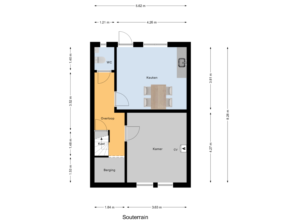 Bekijk plattegrond van Souterrain van Nieuwepoortstraat 3