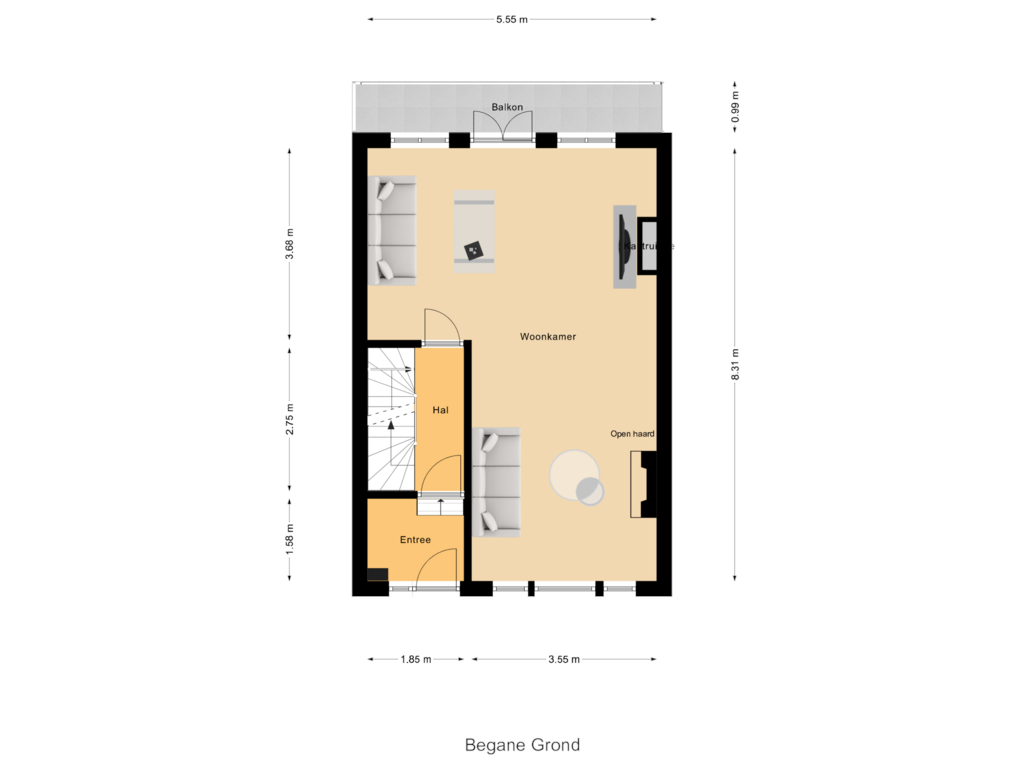 Bekijk plattegrond van Begane Grond van Nieuwepoortstraat 3