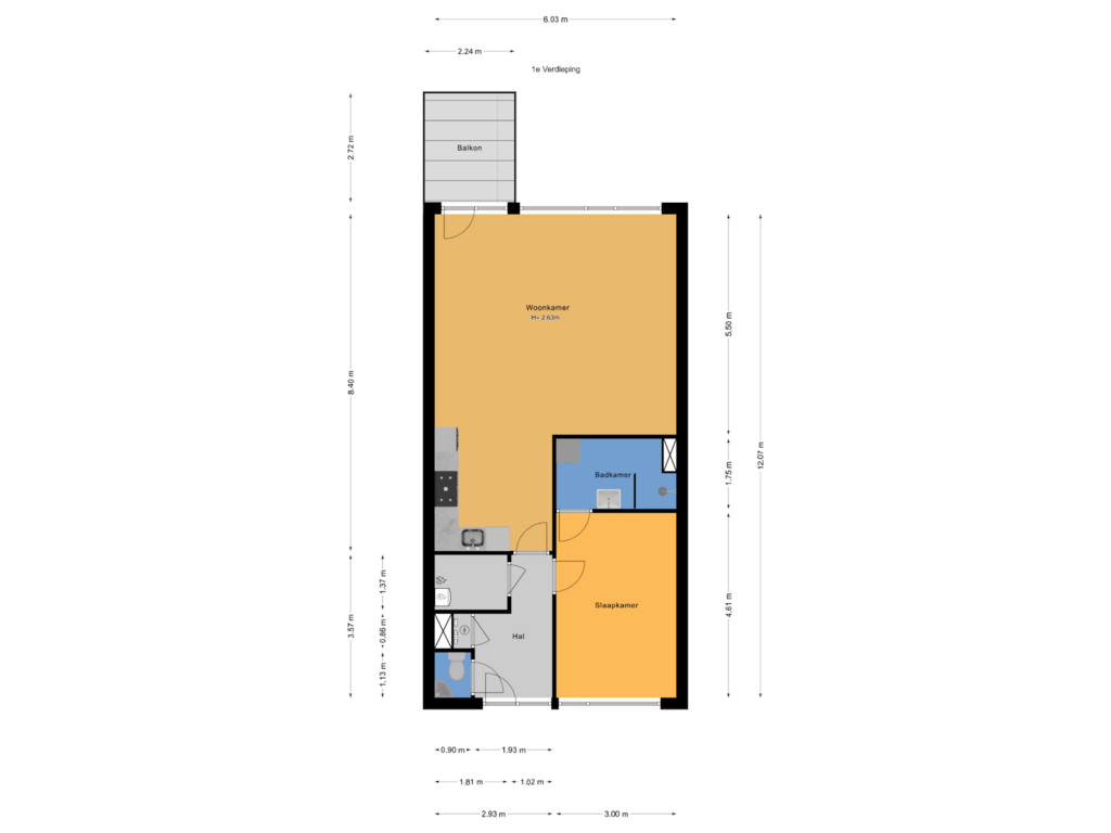 Bekijk plattegrond van 1e Verdieping van Vlietlaan 32