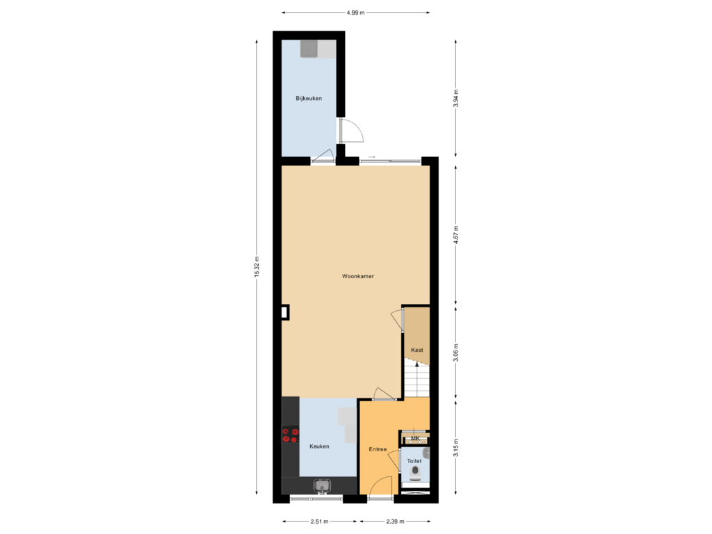 View floorplan of Begane grond of Zuider Esweg 25-A