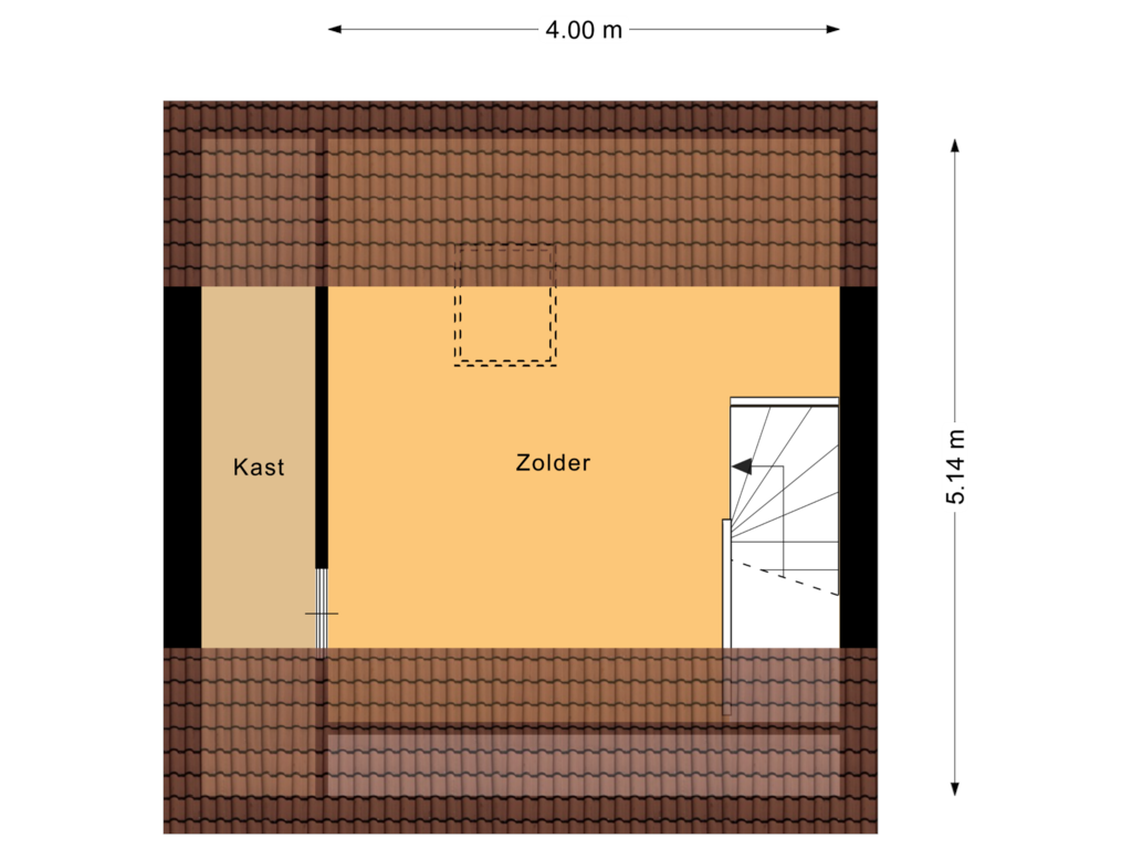 View floorplan of Zolder of Zuider Esweg 25-A