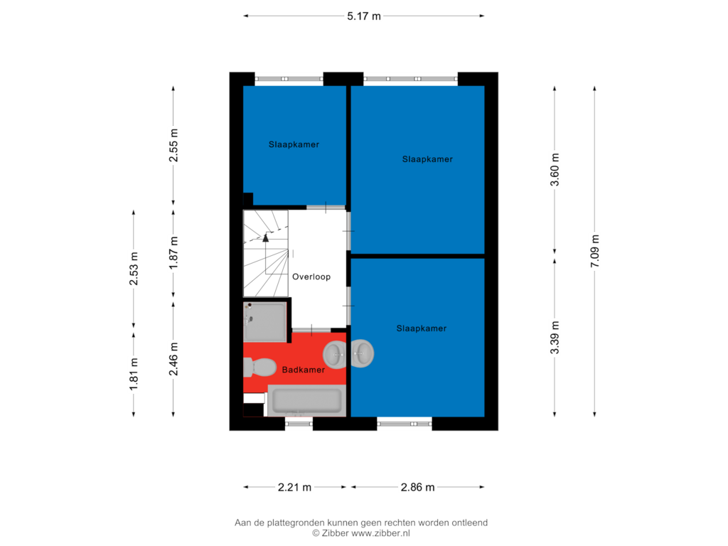 Bekijk plattegrond van Eerste verdieping van Bevelandstraat 7