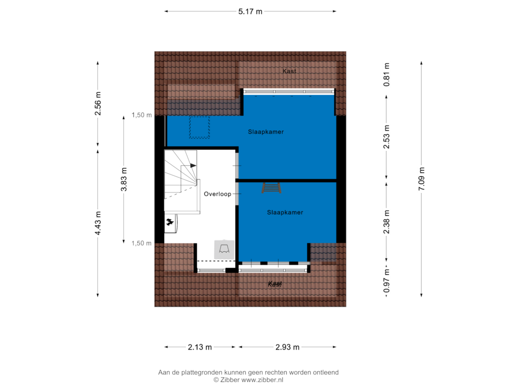 Bekijk plattegrond van Tweede verdieping van Bevelandstraat 7