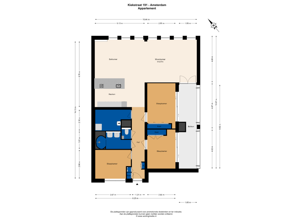 Bekijk plattegrond van Appartement van Kiekstraat 191