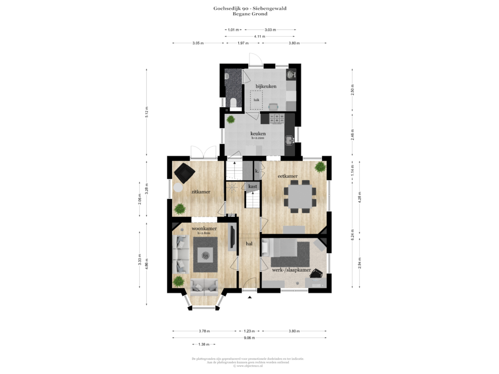 Bekijk plattegrond van BEGANE GROND van Gochsedijk 90