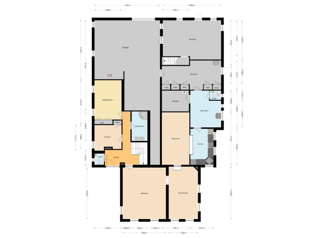 View floorplan of Begane grond of Coevorderstraatweg 52