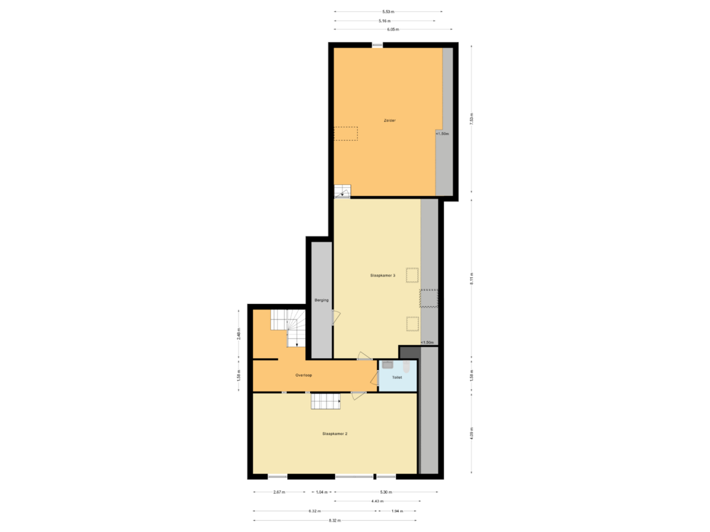 View floorplan of Eerste verdieping of Coevorderstraatweg 52