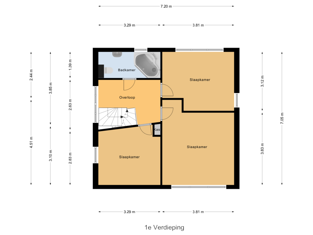 Bekijk plattegrond van 1e Verdieping van Aert Swaensstraat 7