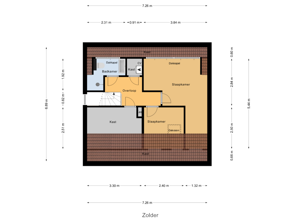 Bekijk plattegrond van Zolder van Aert Swaensstraat 7