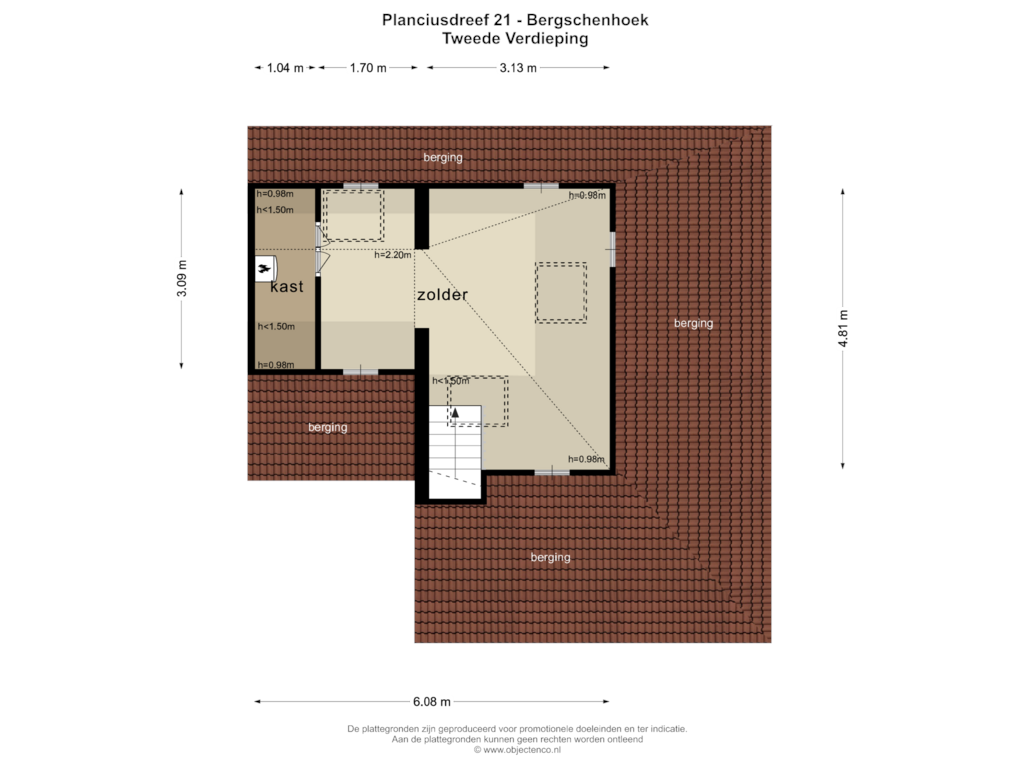 Bekijk plattegrond van Tweede Verdieping van Planciusdreef 21