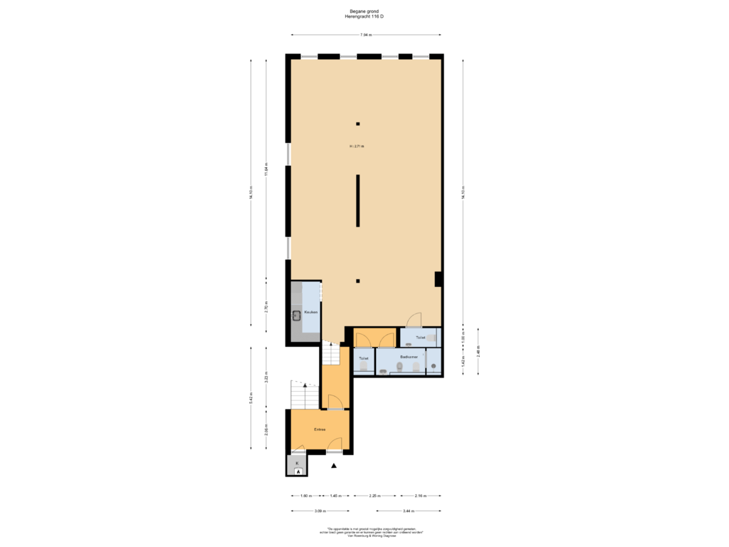 Bekijk plattegrond van Begane grond van Herengracht 116-C