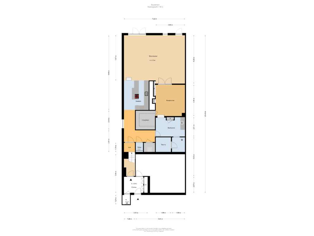 Bekijk plattegrond van Souterrain van Herengracht 116-C