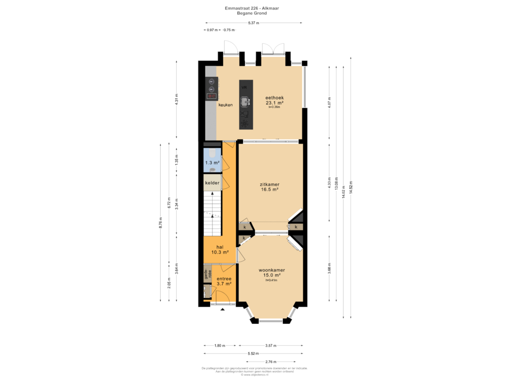 View floorplan of BEGANE GROND of Emmastraat 226