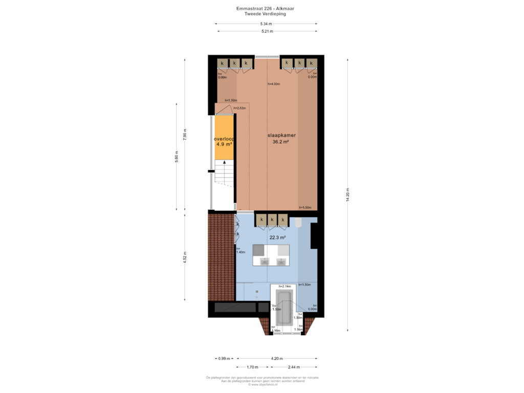 View floorplan of TWEEDE VERDIEPING of Emmastraat 226