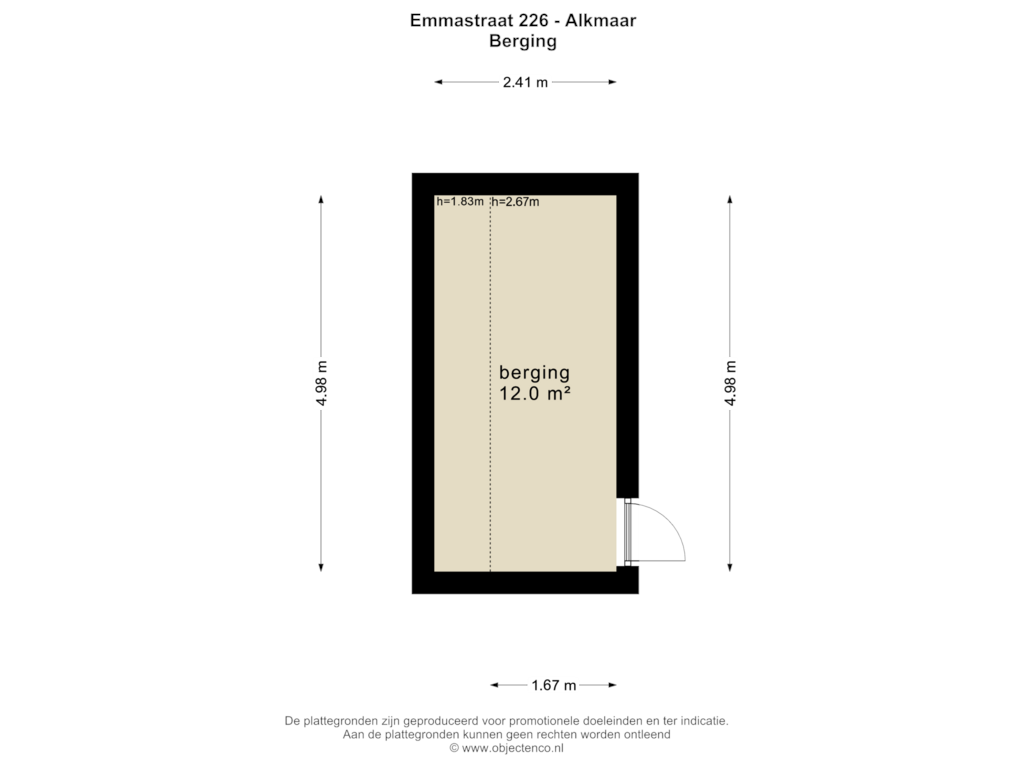 View floorplan of BERGING of Emmastraat 226