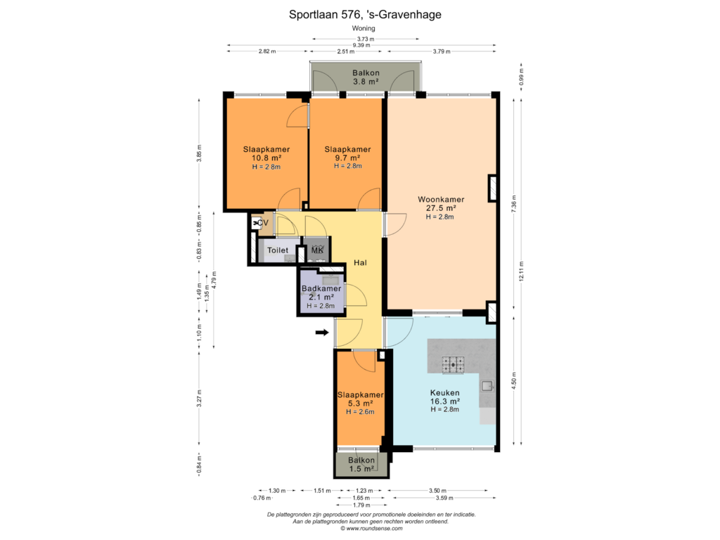 Bekijk plattegrond van Woning van Sportlaan 576