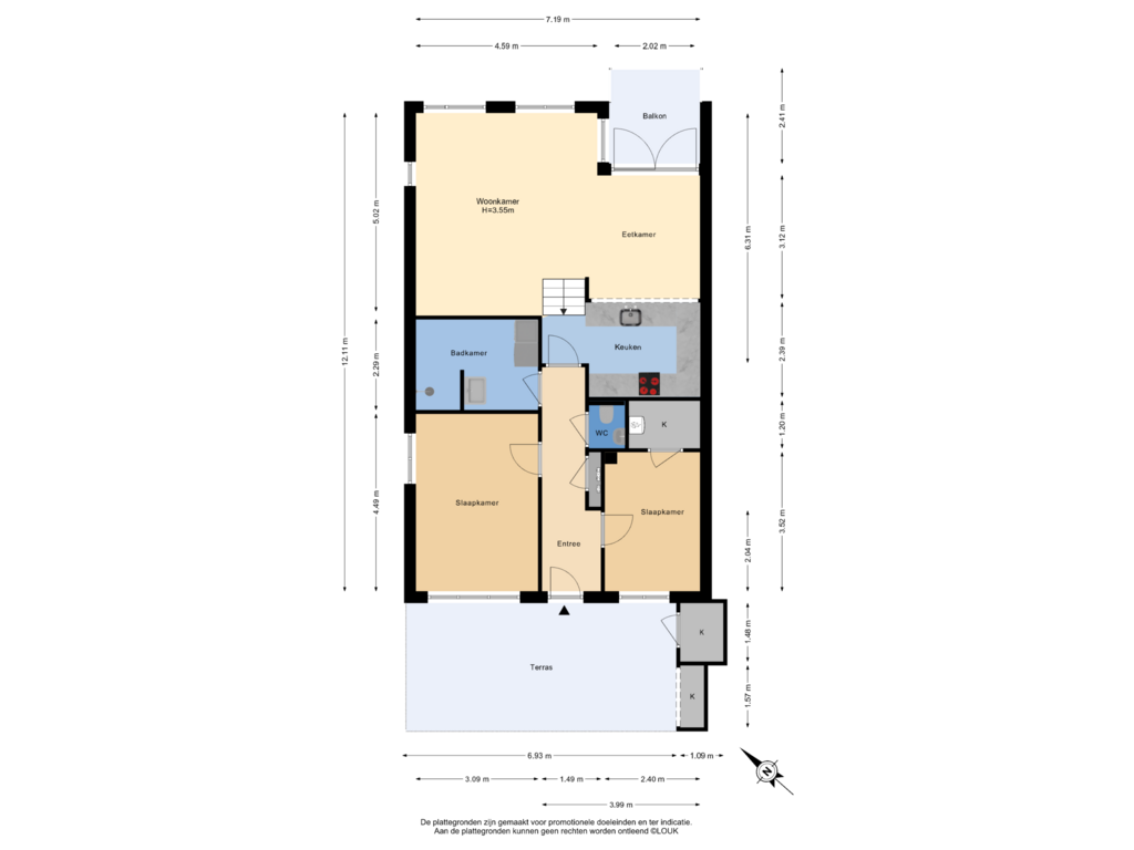 Bekijk plattegrond van Appartement van Graaf Willem II laan 20