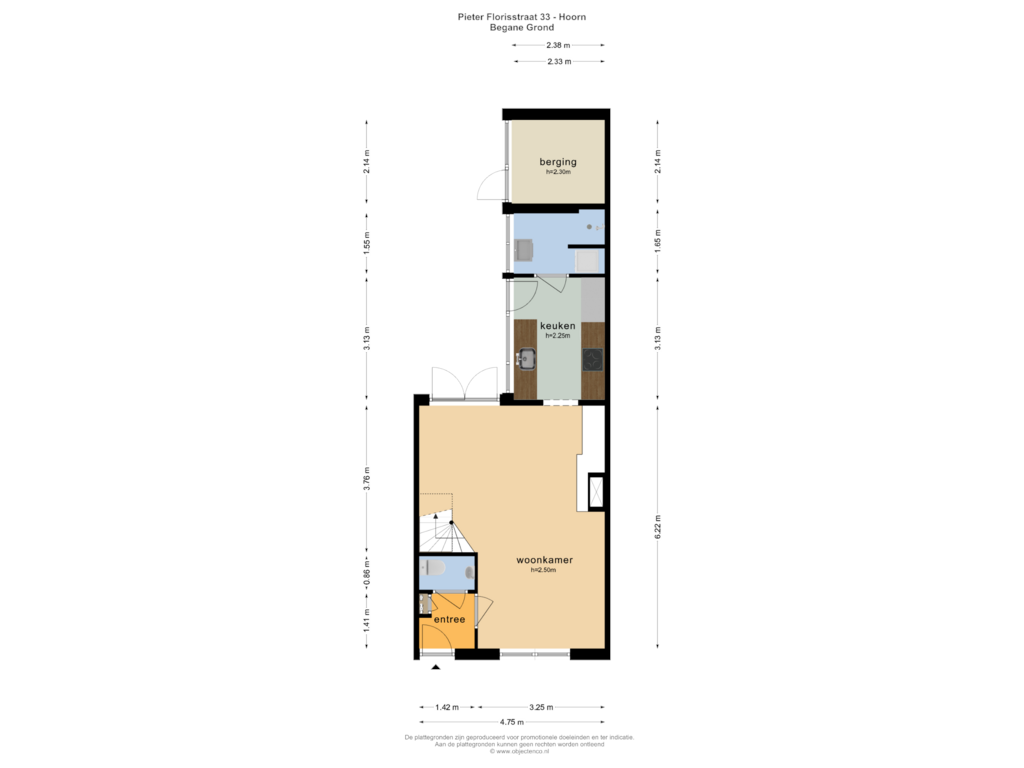 Bekijk plattegrond van BEGANE GROND van Pieter Florisstraat 33