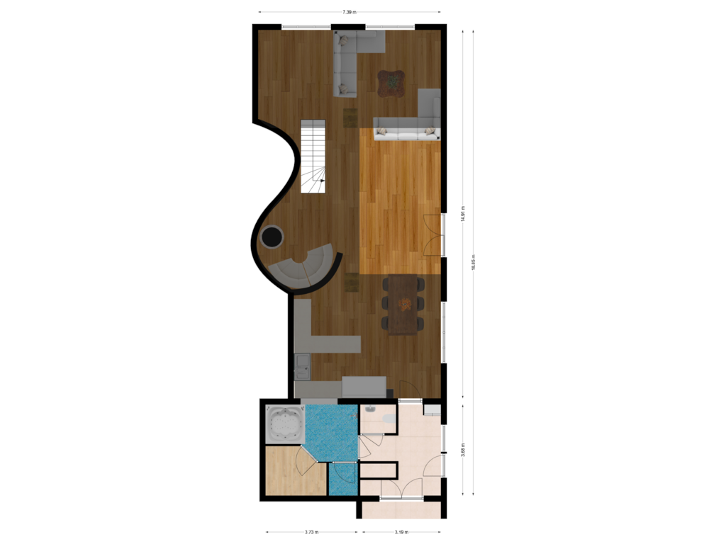 View floorplan of Begane grond - boerderij of Binnendamseweg 36