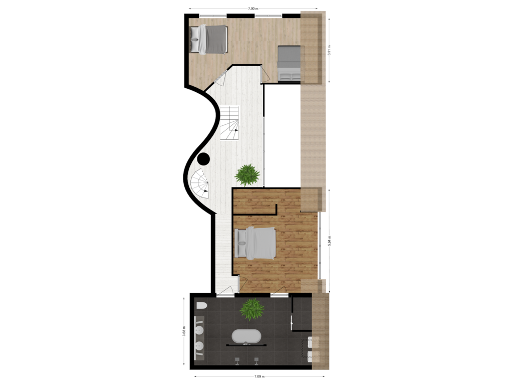 View floorplan of 1ste etage - boerderij of Binnendamseweg 36