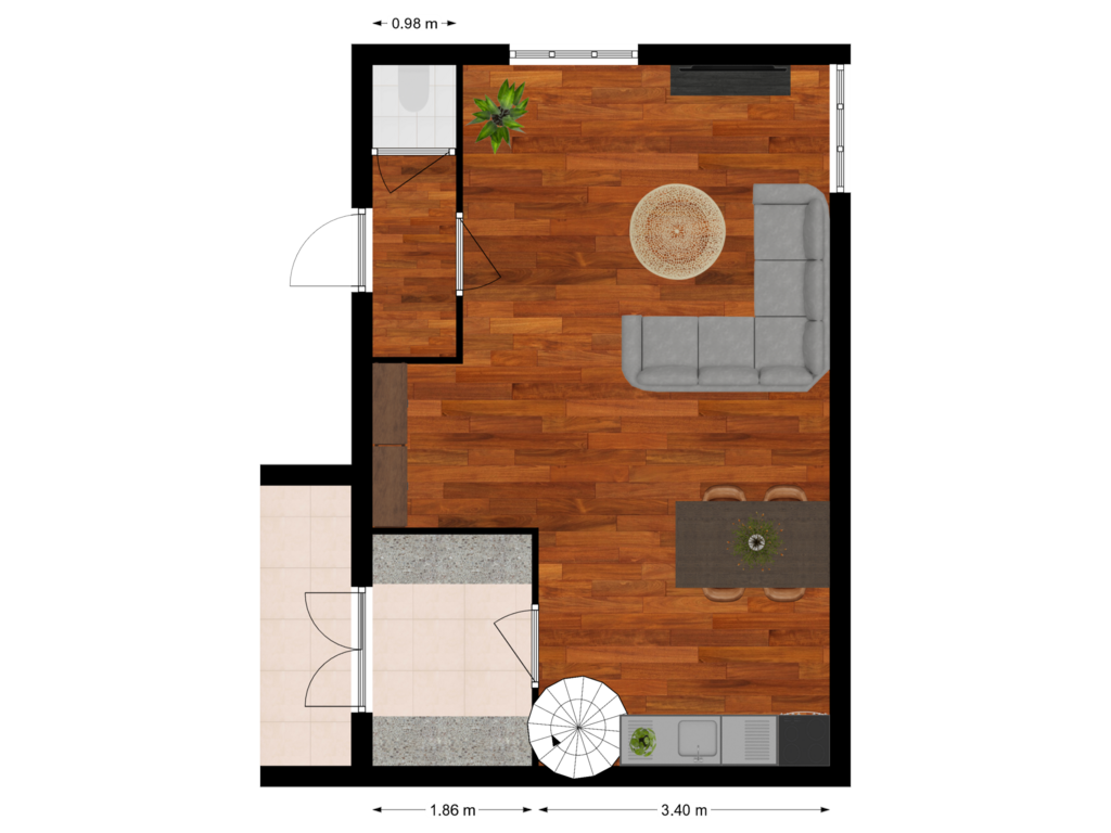 View floorplan of Begane grond - Kaashuis of Binnendamseweg 36