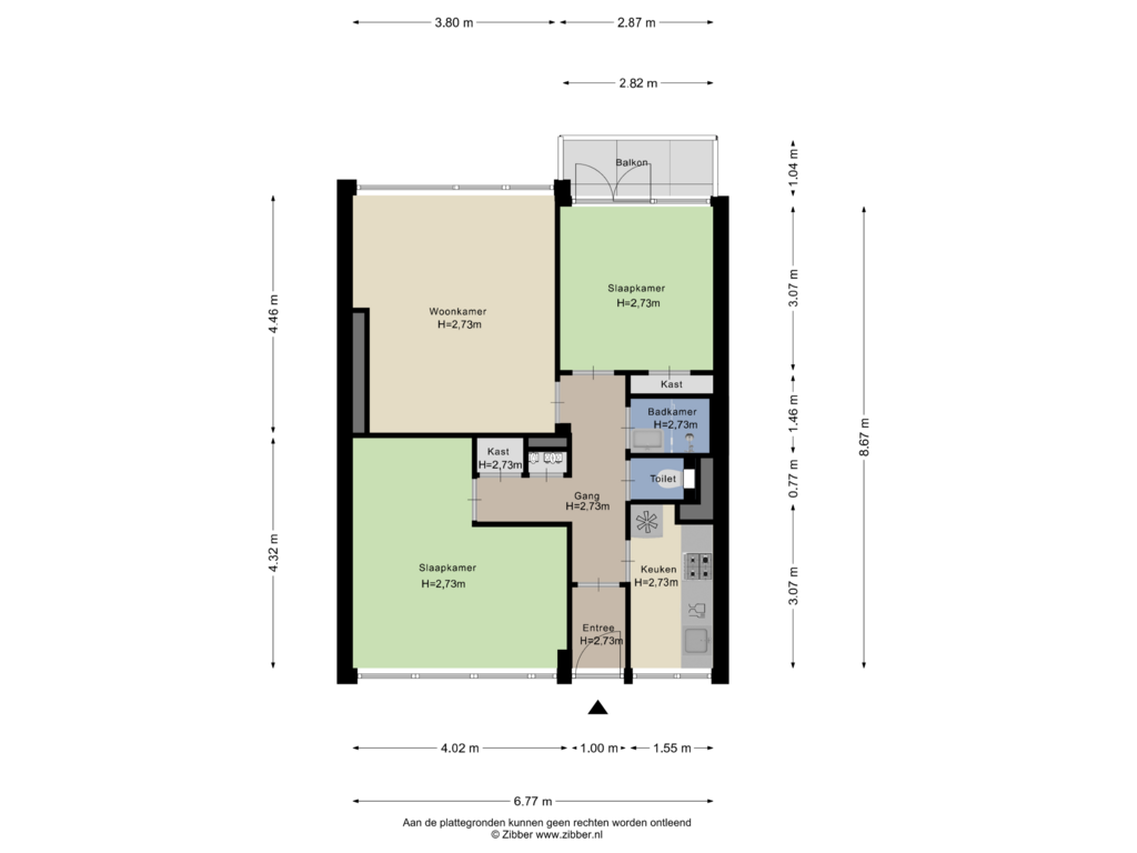 Bekijk plattegrond van Appartement van Dordtselaan 15-C