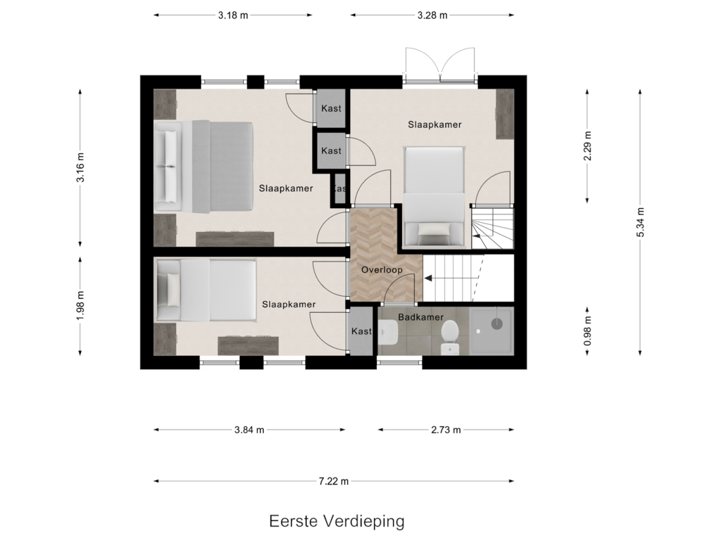 Bekijk plattegrond van Eerste Verdieping van Parallelstraat 36