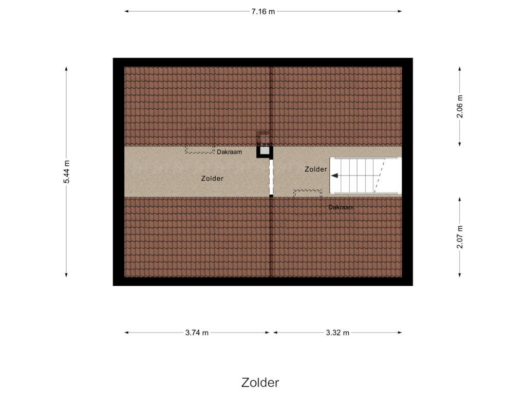 Bekijk plattegrond van Zolder van Parallelstraat 36