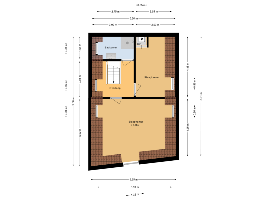 View floorplan of Tweede verdieping of Voorstraat 116-A