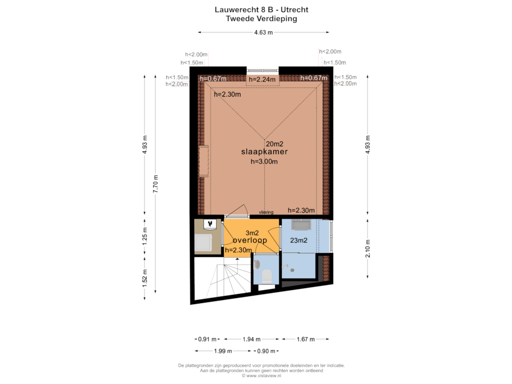 Bekijk plattegrond van Tweede Verdieping van Lauwerecht 8-B