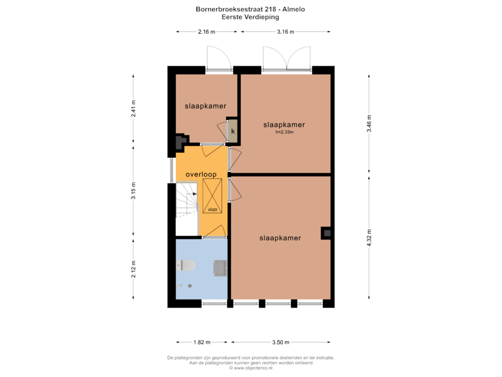 Bekijk plattegrond van Eerste Verdieping van Bornerbroeksestraat 218