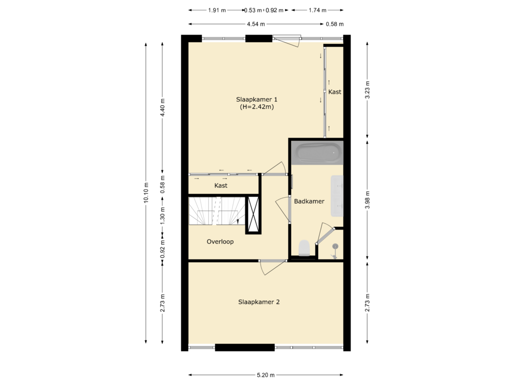 View floorplan of eerste verdieping of Hooiland 2