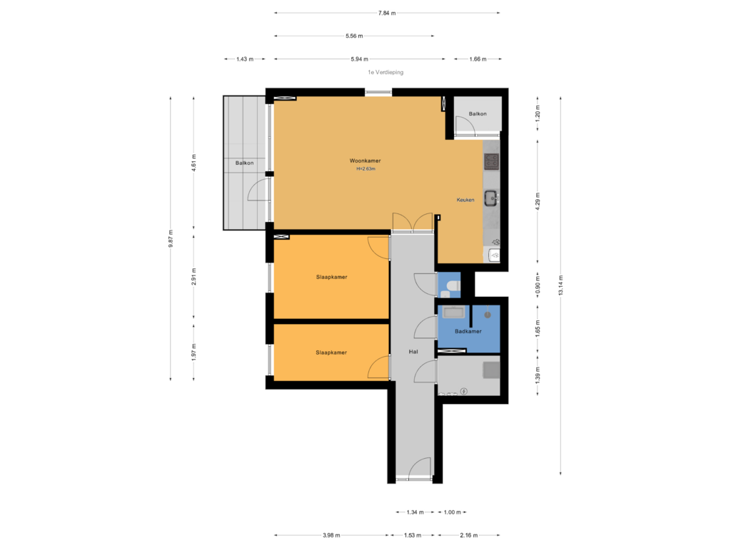 Bekijk plattegrond van 1e Verdieping van Vlamenburg 105