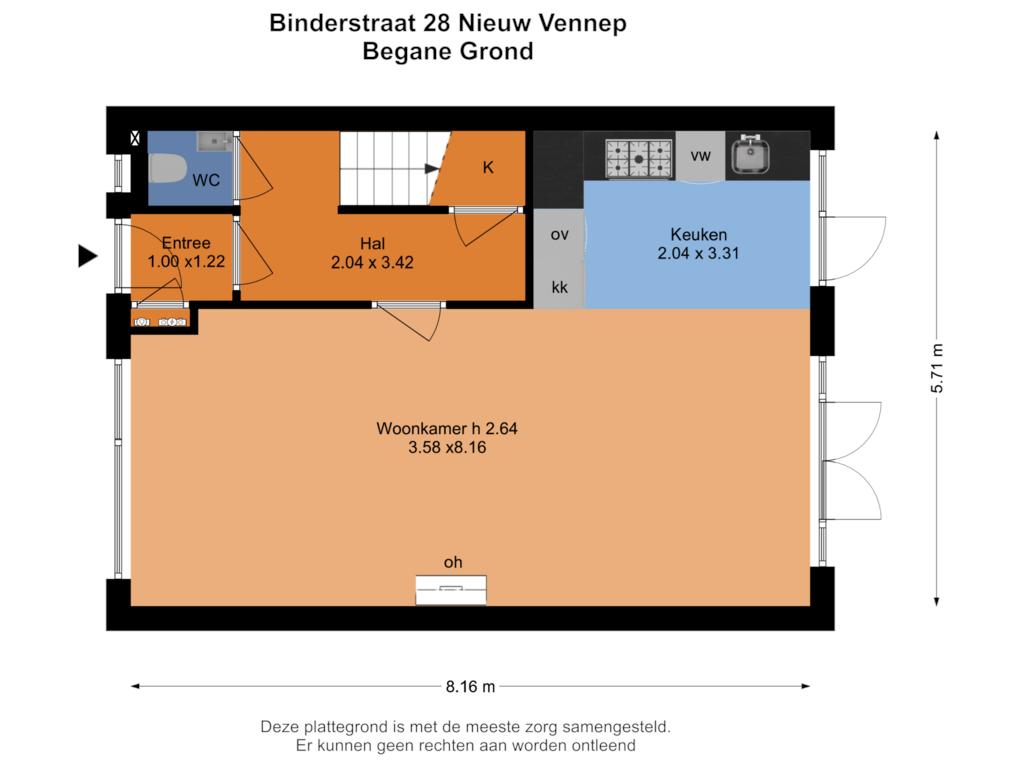 Bekijk plattegrond van Begane Grond van Binderstraat 28