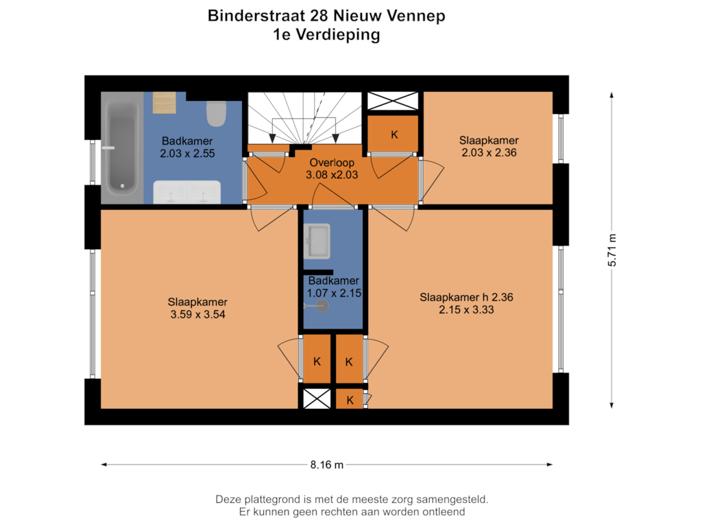 Bekijk plattegrond van 1e Verdieping van Binderstraat 28